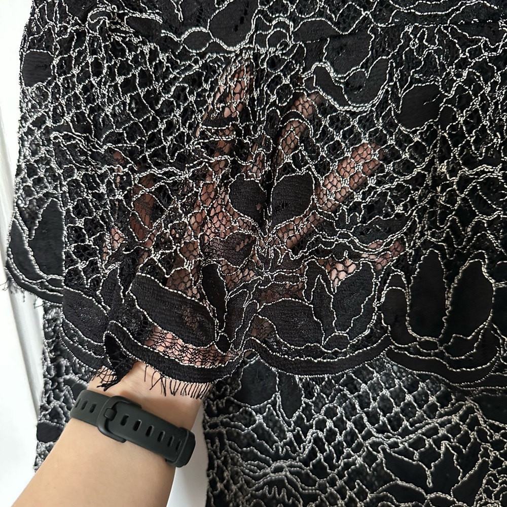 Zara Black Lace Floral Long-Sleeve Blouse - Picture 4 of 6